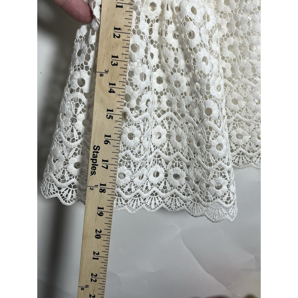 J CREW White Daisy Lace Boxy Top Blouse Bell-Sleeve Sz 2 Boho Floral Whimsy - Picture 5 of 15